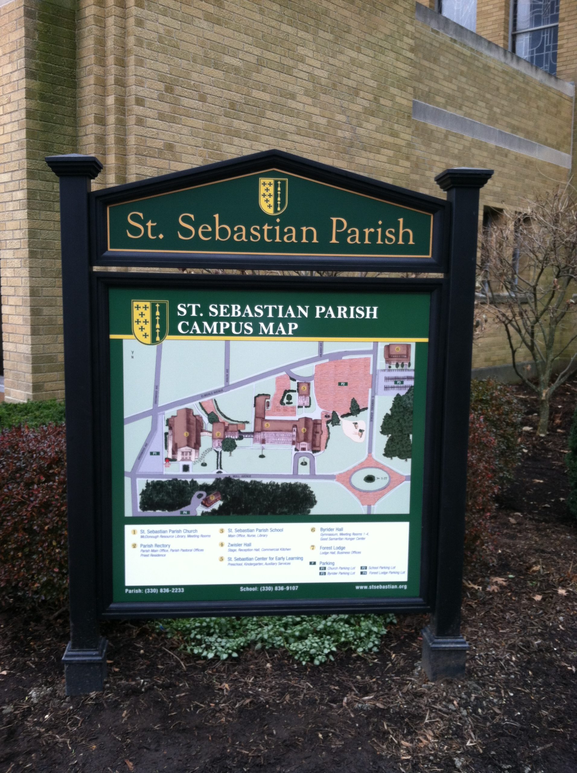 St Sebastian Church information exterior sign