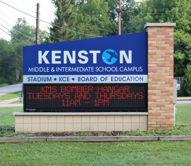 Kenston school exterior sign